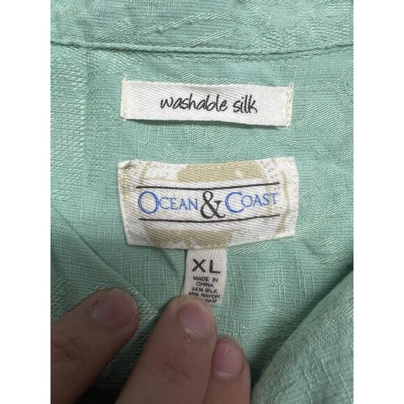 Ocean & Coast Men’s Washable Silk Short Sleeve Button Down Shirt XL Hawaiian - Picture 4 of 9